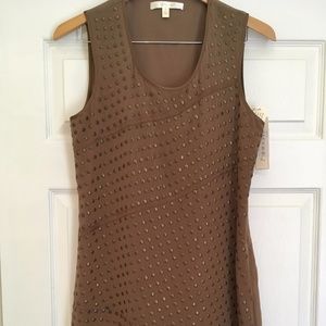 warm taupe brown studded sleeveless dress - NWT